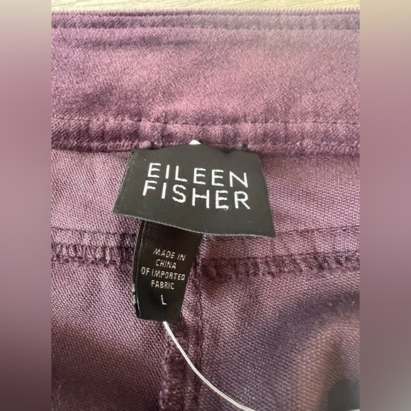 NWT Eileen Fisher Eggplant Casis Straight Jean Size Lg - Picture 2 of 8